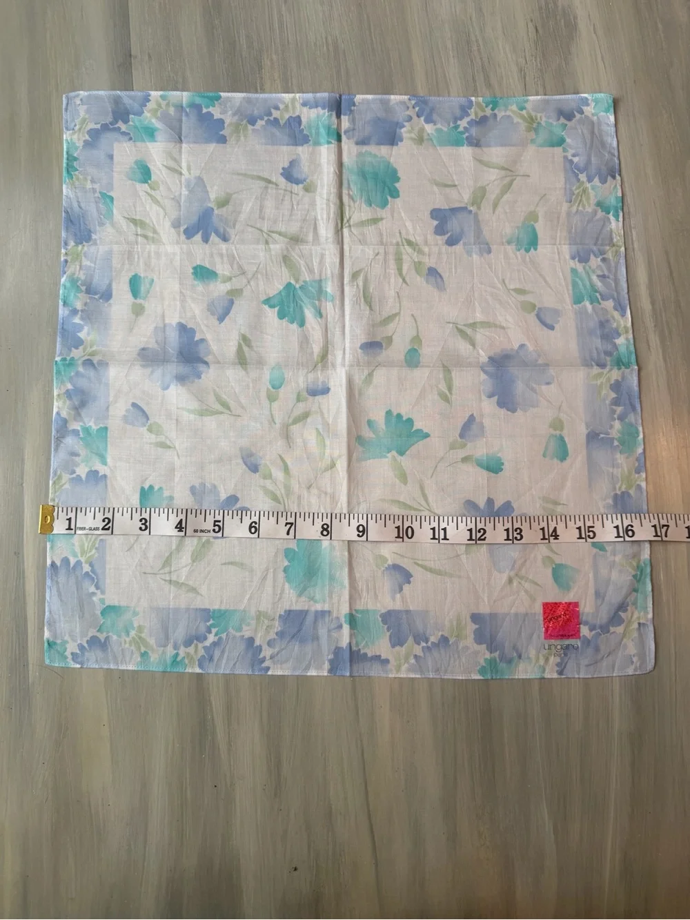 Ungaro Paris handkerchief white blue & teal watercolor made in Japan